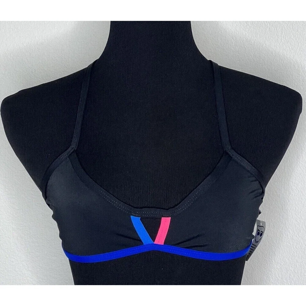 Jolyn Bikini Swim Top Luke Large Black (Blueberry Watermelon Trim) New with tags - Picture 1 of 6